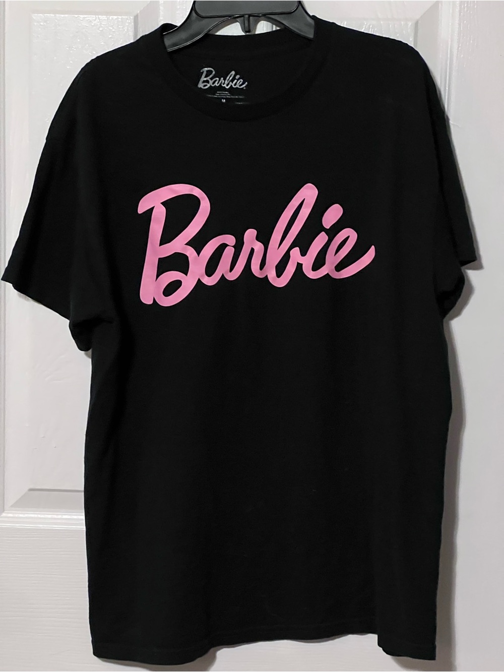 Barbie Mattel Pink Logo Black Graphic T Shirt Women’s M 2023